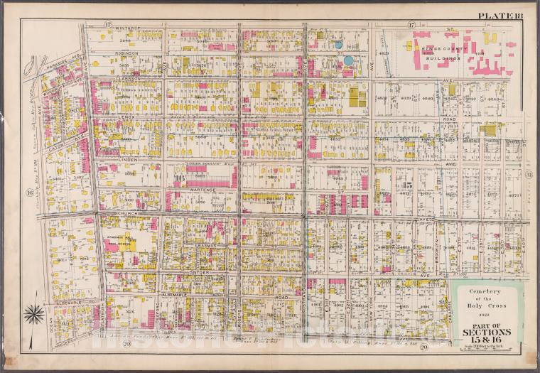 Historic 1907 Map - Plate 18: [Bounded By Winthrop Street, (Kings County Buildings) - Brooklyn (New York, N.Y.) - Vintage Wall Art