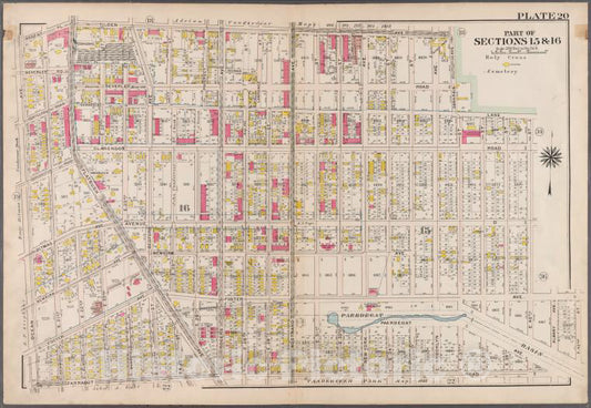 Historic 1907 Map - Plate 20: [Bounded By Regent Place, Tilden Avenue, (Holy Cross C - Brooklyn (New York, N.Y.) - Vintage Wall Art