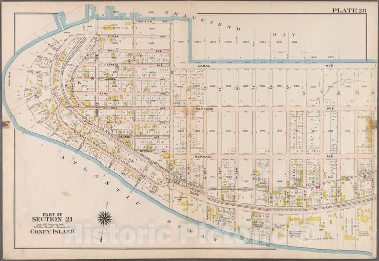 Historic 1907 Map - Plate 28: [Bounded By Bay View Avenue, W. 37Th Street, (Gravesen - Brooklyn (New York, N.Y.) - Vintage Wall Art