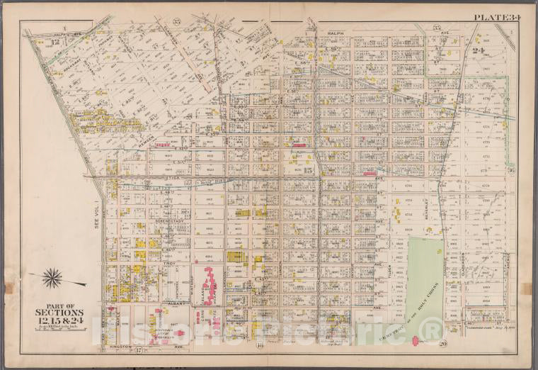 Historic 1907 Map - Plate 34: [Bounded By Ralph Avenue, E. 98Th Street, Winthrop Ave - Brooklyn (New York, N.Y.) - Vintage Wall Art