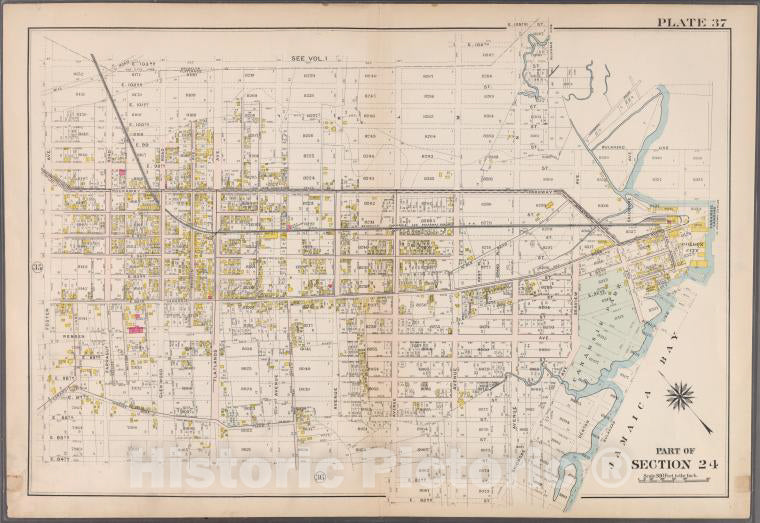 Historic 1907 Map - Plate 37: [Bounded By E. 103Rd Street, Avenue M, E. 104Th Stree - Brooklyn (New York, N.Y.) - Vintage Wall Art