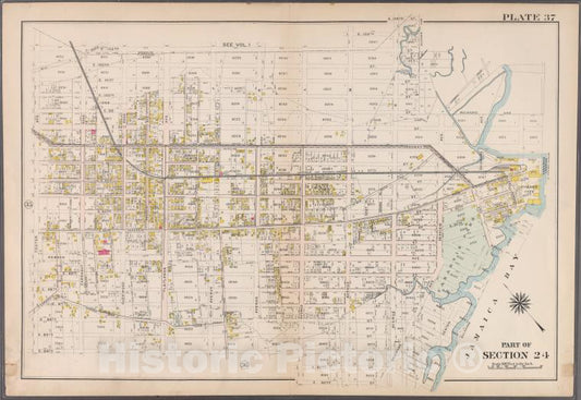 Historic 1907 Map - Plate 37: [Bounded By E. 103Rd Street, Avenue M, E. 104Th Stree - Brooklyn (New York, N.Y.) - Vintage Wall Art