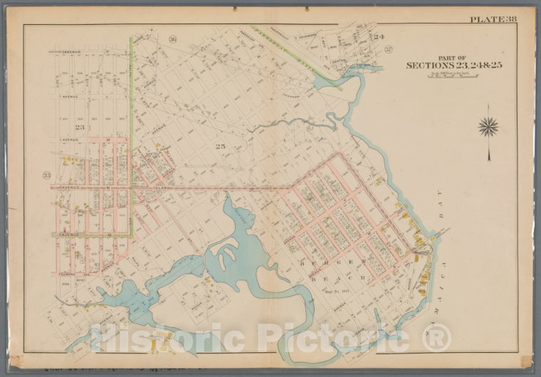 Historic 1907 Map - Plate 38: [Bounded By Avenue K, Ralph Avenue, Avenue K, E. 70T - Brooklyn (New York, N.Y.) - Vintage Wall Art