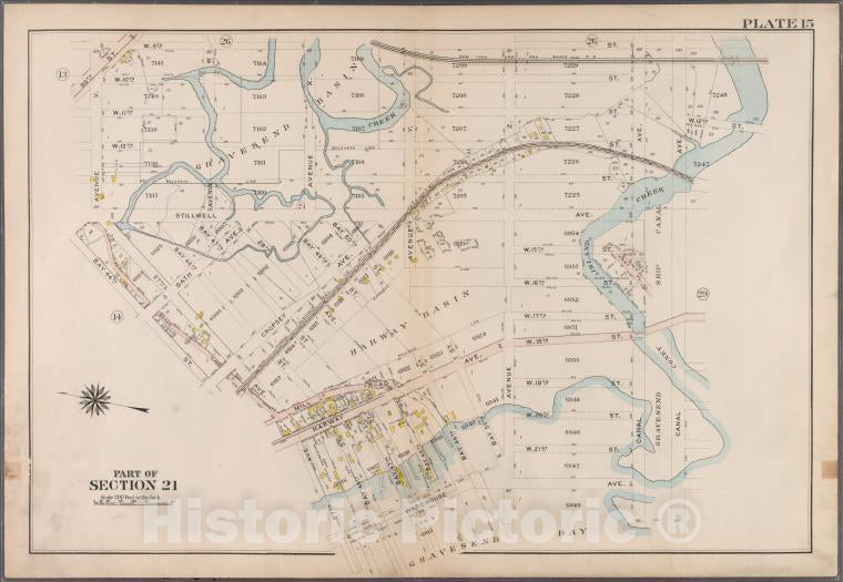 Historic 1907 Map - Plate 15: [Bounded By 86Th Street, W. 9Th Street, Canal Avenue, Brooklyn (New York, N.Y.) - Vintage Wall Art