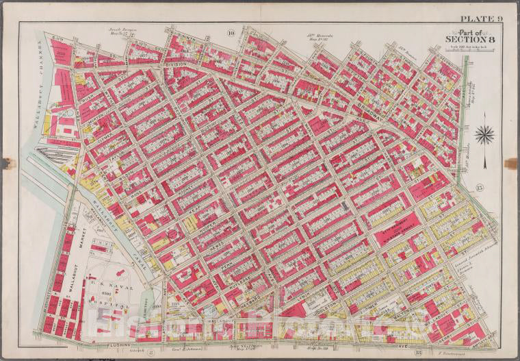 Historic 1908 Map - Plate 9: [Bounded By S. 11Th Street, Berry Street, S. 10Th Stree - Brooklyn (New York, N.Y.) - Vintage Wall Art