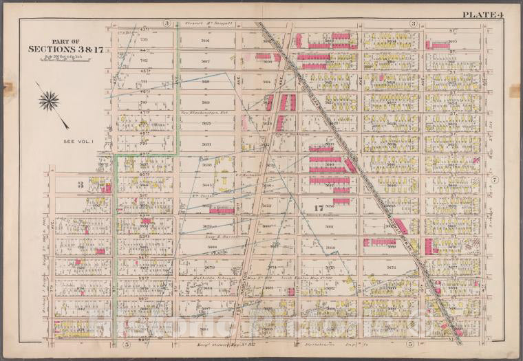 Historic Map - 1907 Brooklyn (New York, N.Y.), Plate 4: [Bounded By 43Rd Street, 14Th Avenue, 38Th Street, 7Th Avenue, 50Th Street & 8Th Avenue.] - Vintage Wall Art