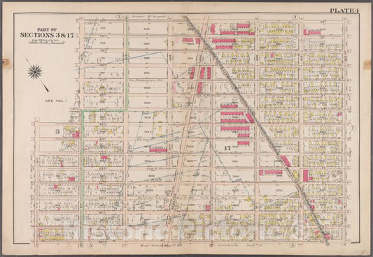 Historic Map - 1907 Brooklyn (New York, N.Y.), Plate 4: [Bounded By 43Rd Street, 14Th Avenue, 38Th Street, 7Th Avenue, 50Th Street & 8Th Avenue.] - Vintage Wall Art