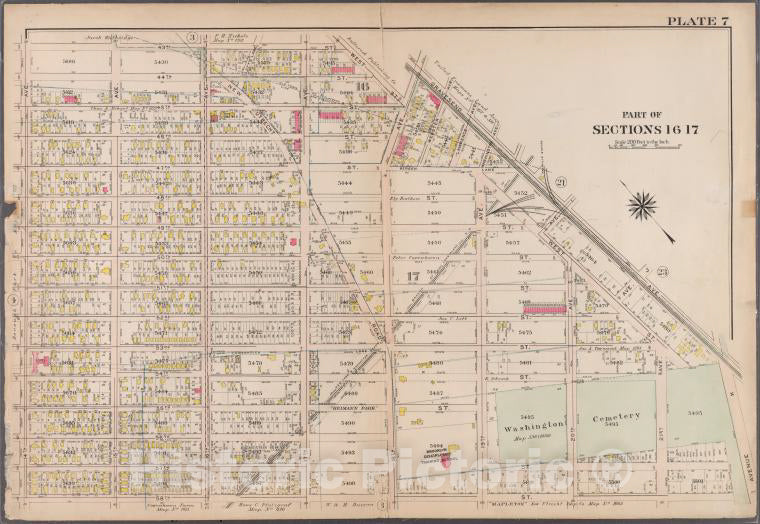 Historic Map - 1907 Brooklyn (New York, N.Y.), Plate 7: [Bounded By 43Rd Street, West Street, 18Th Avenue, Gravesend Avenue, Avenue K, 58Th Street & 14Th Avenue.] - Vintage Wall Art