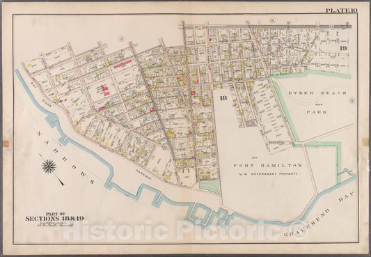 Historic 1907 Map - Plate 10: [Bounded By 85Th Street, 1St Avenue, 86Th Street, 2Nd - Brooklyn (New York, N.Y.) - Vintage Wall Art