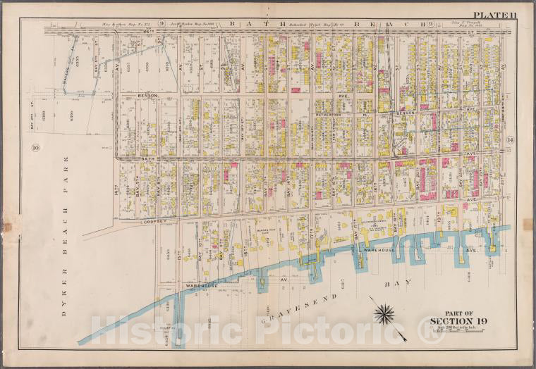 Historic 1907 Map - Plate 11: [Bounded By 86Th Street, 20Th Avenue, (Gravesend Bay) - Brooklyn (New York, N.Y.) - Vintage Wall Art