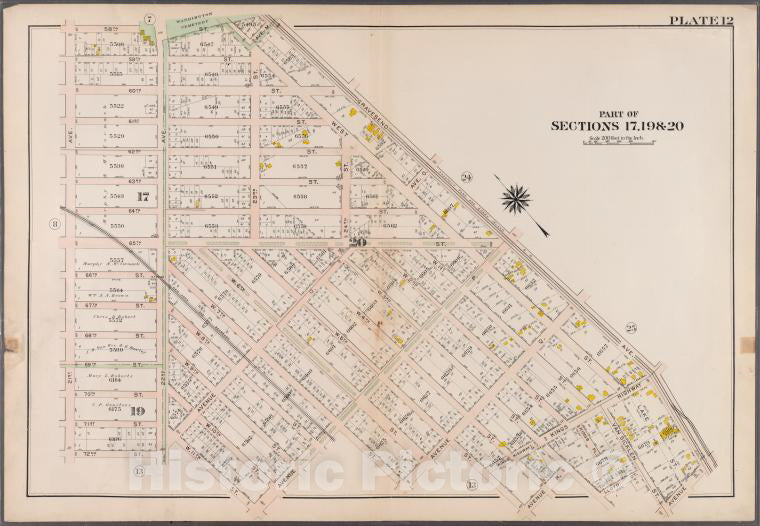 Historic 1907 Map - Plate 12: [Bounded By 58Th Street, West Street, Avenue M, Grave - Brooklyn (New York, N.Y.) - Vintage Wall Art