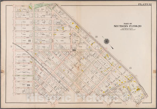 Historic 1907 Map - Plate 12: [Bounded By 58Th Street, West Street, Avenue M, Grave - Brooklyn (New York, N.Y.) - Vintage Wall Art