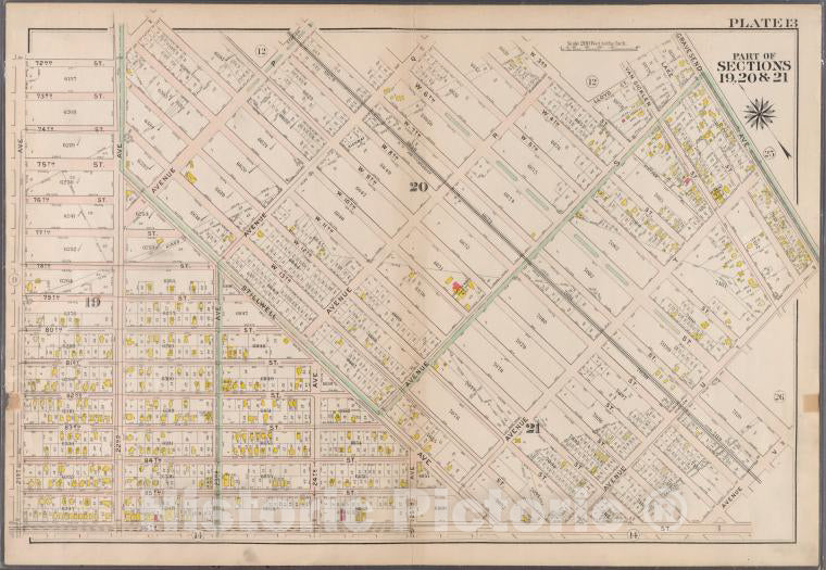 Historic 1907 Map - Plate 13: [Bounded By 72Nd Street, 22Nd Avenue, W. 11Th Street, Brooklyn (New York, N.Y.) - Vintage Wall Art