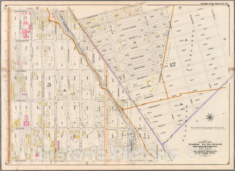 Historic Map - 1898 Brooklyn (New York, N.Y.),No. 19: [Rockaway, East New York, Chester, Sutter, Bristol, Livonia, East 98Th, East New York, Buffalo And Atlantic - Vintage Wall Art