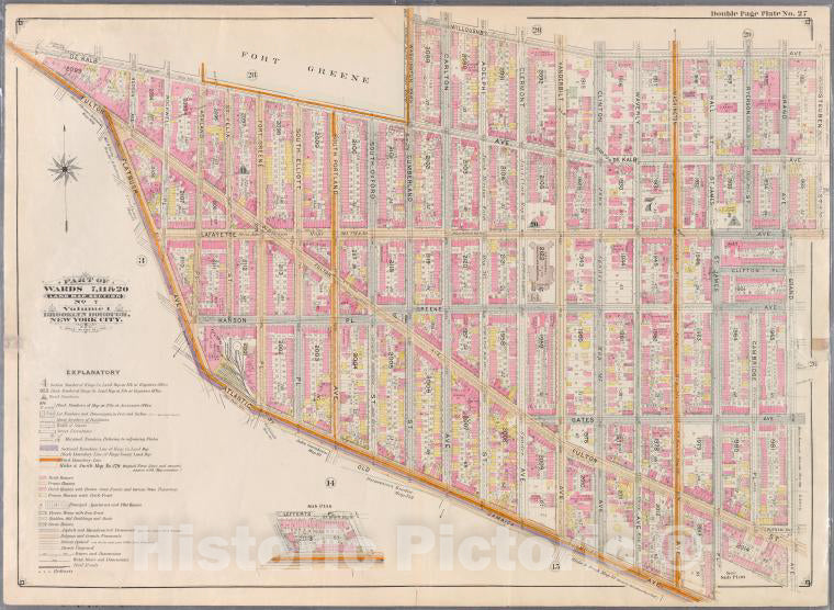 Historic Map - 1898 Brooklyn (New York, N.Y.), Willoughby, Euben, Lafayette, Grand, Atlantic (Jamaica Turnpike), Flatbush, Fulton, Dekalb And Washington Park. - Vintage Wall Art