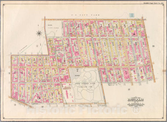 Historic Map - 1898 Brooklyn (New York, N.Y.) [Flushing Ave, Washington Ave, Willoughby Ave, Washington Park, Dekalb Ave, Fulton Street, Bridge Street, Navy Street. - Vintage Wall Art