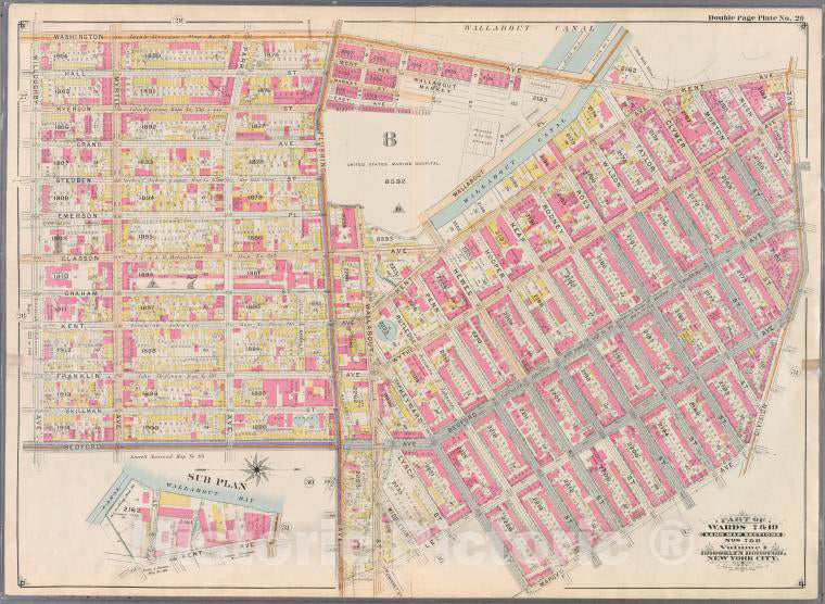 Historic Map - 1898 Brooklyn (New York, N.Y.), No. 29: [Washington, Kent, Division, Marcy, Heyward, Lee, Flushing, Bedford And Willoughby .] - Vintage Wall Art