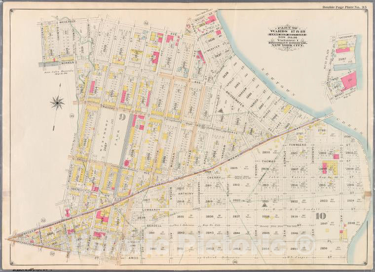 Historic Map - 1898 Brooklyn (New York, N.Y.),Meserole, (Newtown Creek) Bridgewater, Meeker, Gardner, Townsend, Scott, Division Place, Gardner, Amos, Kingsland Av - Vintage Wall Art
