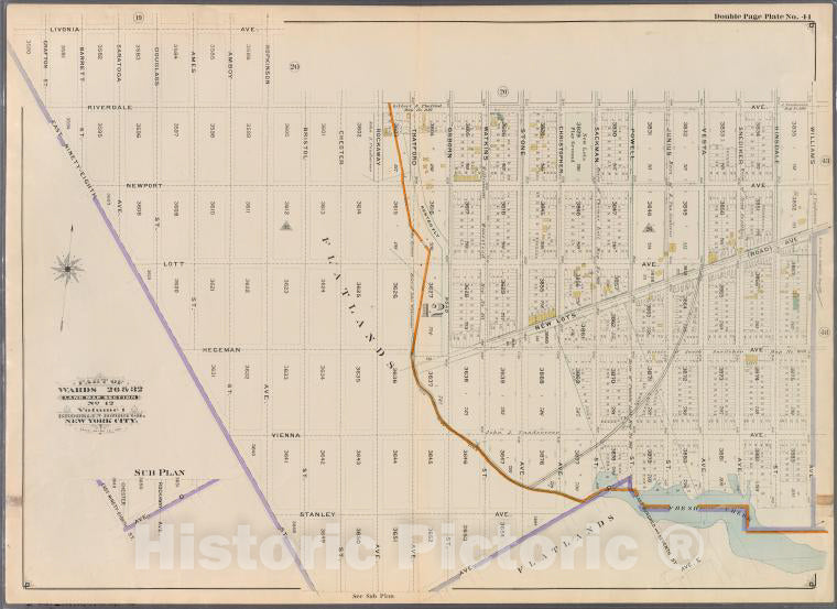 Historic Map - 1898 Brooklyn (New York, N.Y.),Livonia Ave, Hopkinson Ave, Riverdale Ave, Williams Ave, Vienna Avesackman,Reet, Ave D And East Ninety Eighth,Reet. - Vintage Wall Art