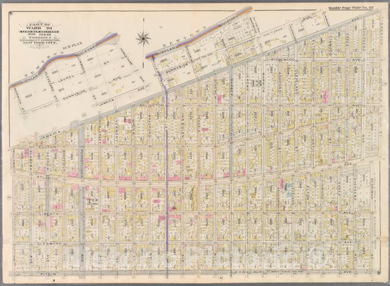 Historic Map - 1898 Brooklyn (New York, N.Y.), [Jamaica, Miller, Highland Boulevard, Forcetube, Jamaica, Dresden, Atlantic, Berriman, Pitkin And Williams .] - Vintage Wall Art