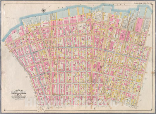 Historic Map - 1898 Brooklyn (New York, N.Y.), (East River Piers) Kent, Grand, River, N. Third, Kent, N. Eighth, Wythe, N. Ninth, Hmeyer N. Fifth, Marcy - Vintage Wall Art