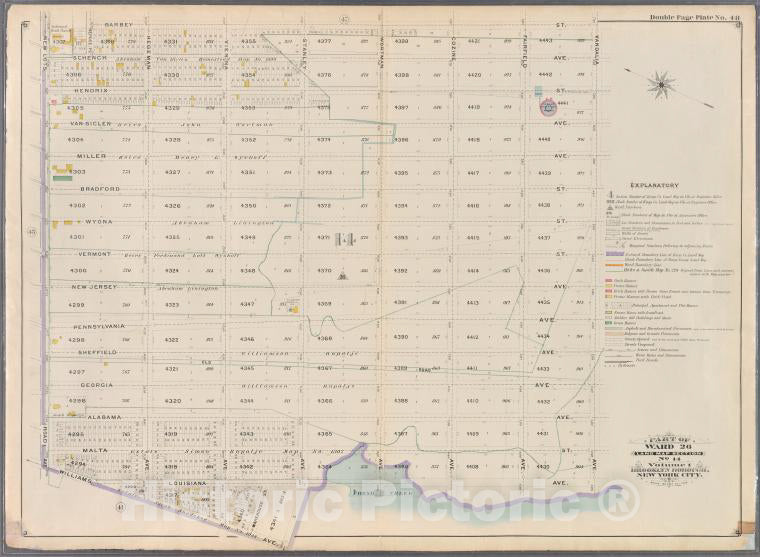 Historic Map - 1898 Brooklyn (New York, N.Y.) Plate No. 48: [Bounded By Barbey Street, Vandalia Avenue, Louisiana Avenue, Williams Avenue And New Lots Avenue.] - Vintage Wall Art