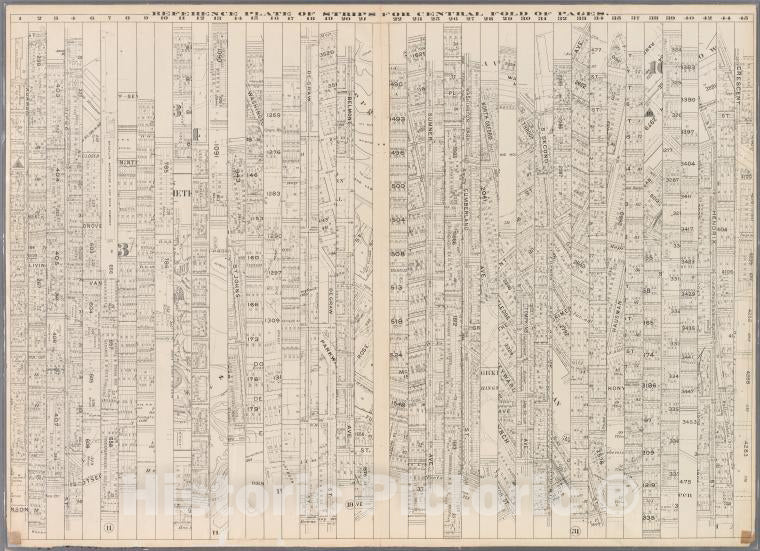 Historic Map - 1898 Brooklyn (New York, N.Y.), Reference Plate Of Strips For Central Fold Of Pages. - Vintage Wall Art