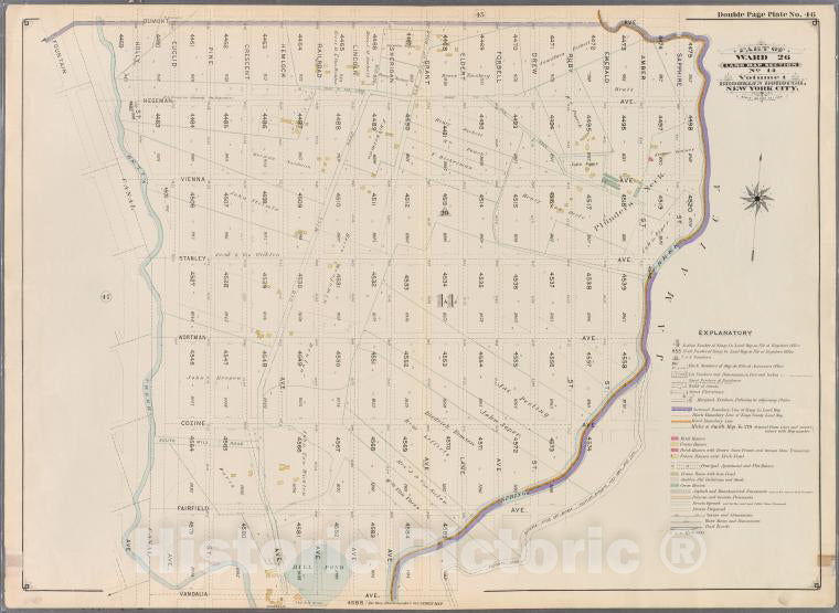 Historic Map - 1898 Brooklyn (New York, N.Y.), Dumont, Sapphire, Vienna, Amber, Anley, Emerald, Cozine, Drew, Fairfield, Pine, Anley, Euclid, Ha - Vintage Wall Art