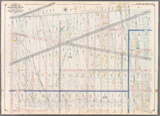 Historic 1898 Map - Double Page Plate No. 20: [Bounded By Fifth Avenue, Stewart Aven - Vintage Wall Art