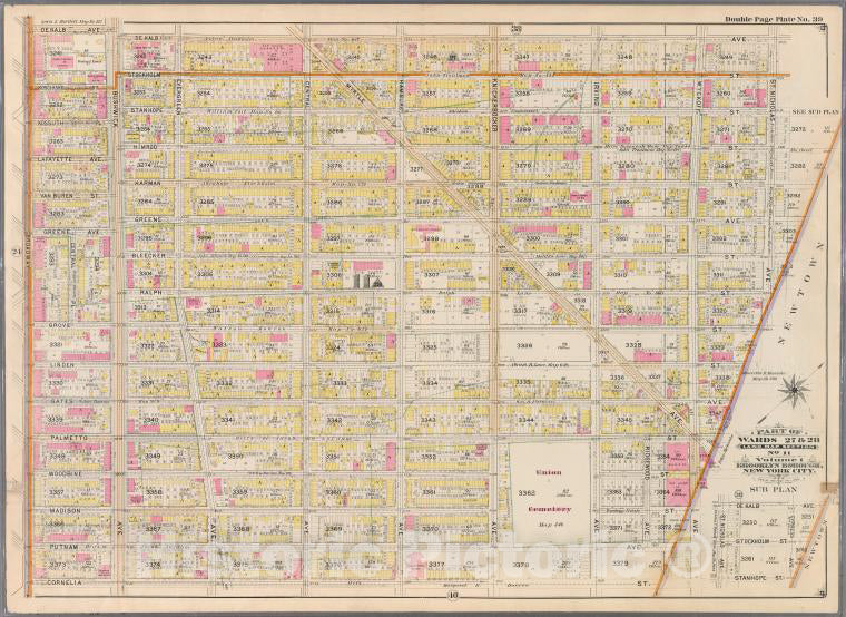 Historic Map - 1898 Brooklyn (New York, N.Y.),[Dekalb Ave, Cypress Ave, Stanhope Street, St. Nicholas Ave, Grove Street, Wyckoff Ave, Cornelia Street And Broadway. - Vintage Wall Art