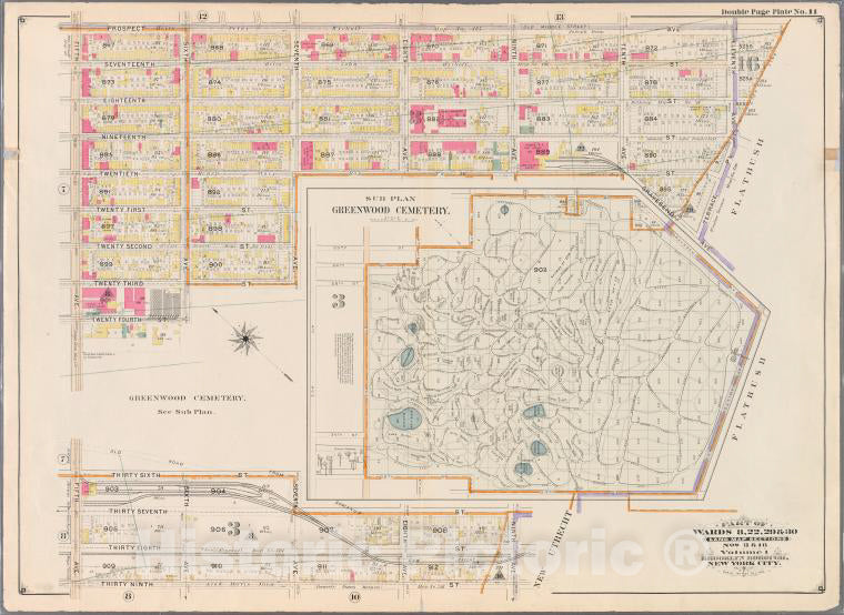 Historic Map - 1898 Brooklyn (New York, N.Y.), [Prospect, Eleventh, Terrace Place, Grsend, Fort Hamilton, Thirty Seventh, Ninth, Thirty Ninth And Fifth .] - Vintage Wall Art