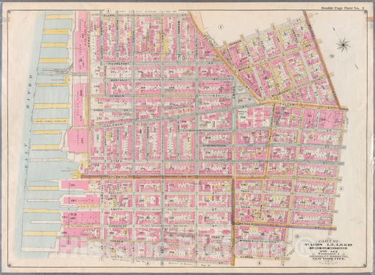 Historic Map - 1898 Brooklyn (New York, N.Y.), Clark Fulton Johnson Bridge Hoyt Bergen Smith Warren Court Baltic (East River Piers Columbia Atlantic - Vintage Wall Art