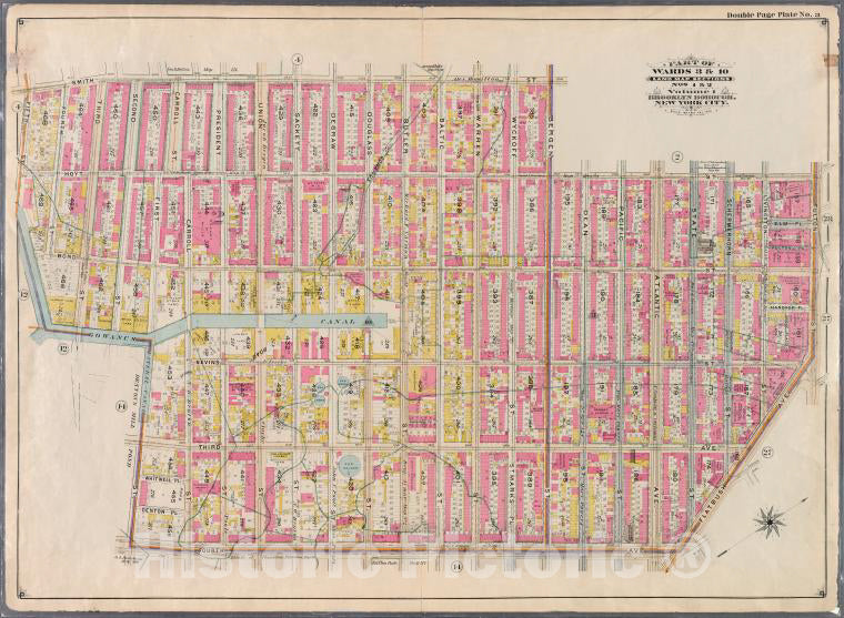 Historic Map - 1898 Brooklyn (New York, N.Y.), No. 3: [Smith, Bergen, Hoyt, Fulton, Flatbush, Fourth, First, (Gowanus Canal) Bond, Fourth Hoyt And Fifth .] - Vintage Wall Art
