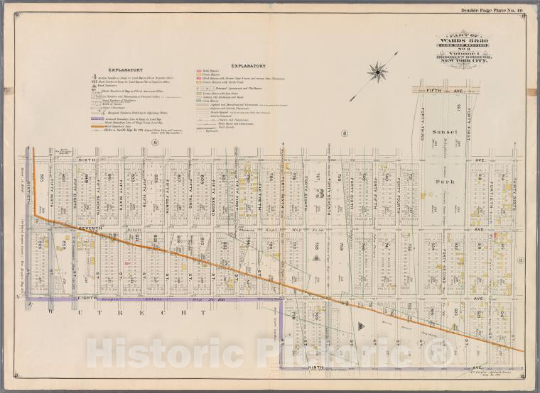 Historic Map - 1898 Brooklyn (New York, N.Y.) Plate No. 10: [Bounded By Sixth Ave, Thirty Ninth St,Ninth Ave, Forty Ninth St, Eighth Ave. And Sixtieth St.] - Vintage Wall Art