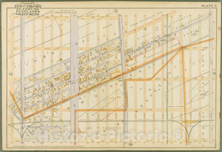 Historic 1890 Map - Plate 6: [Bounded By Avenue E, Coney Island Avenue, Franklin Ave - Vintage Wall Art