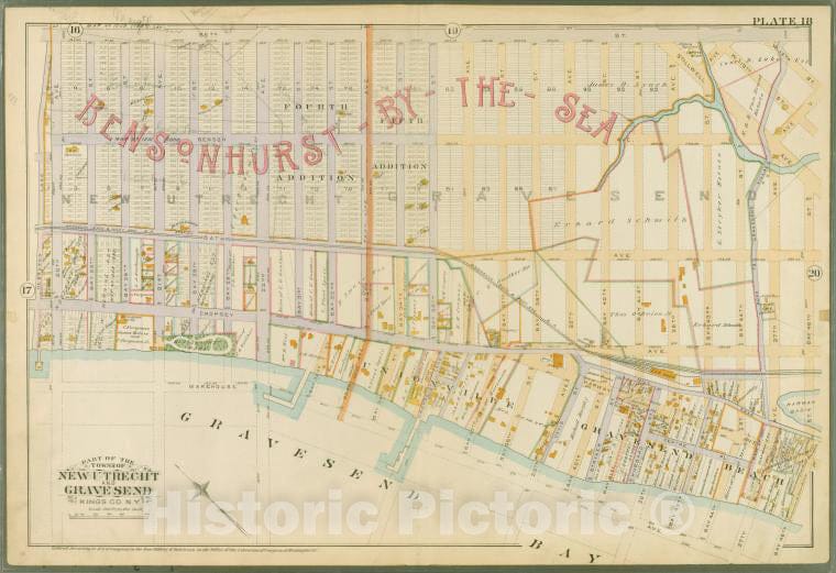 Historic 1890 Map - Plate 18:[Bounded By 86Th Street, W. 12Th Street, Avenue V, Stil - Vintage Wall Art
