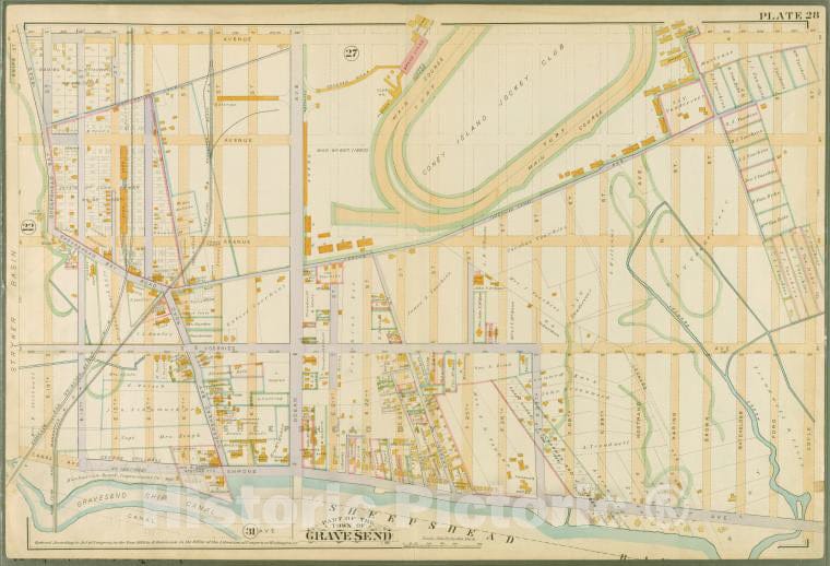 Historic 1890 Map - Plate 28: [Bounded By Avenue X, Coyle Street, Emmons Avenue, (Gr - Vintage Wall Art
