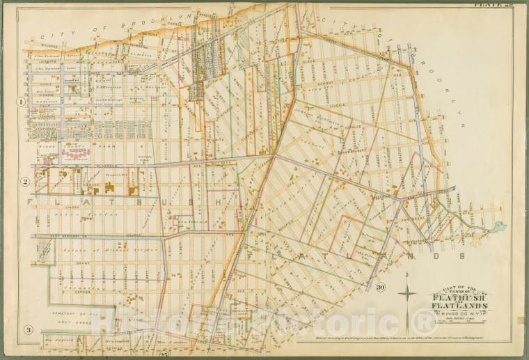 Historic 1890 Map - Plate 29: [Bounded By Malbone St, Troy Ave, Montgomery St, Sc - Vintage Wall Art
