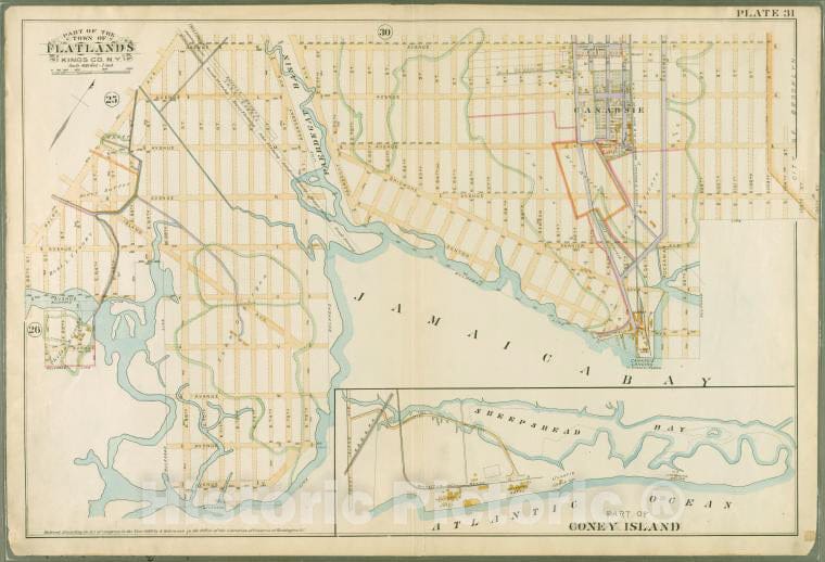 Historic 1890 Map - Plate 31: [Bounded By Avenue K, E. 103Rd Street, Avenue N, E. 98 - Vintage Wall Art