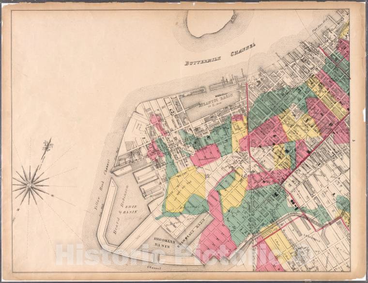Historic Map - 1869 Brooklyn (New York, N.Y.)[Sheet 5: Map Encompassing Red Hook, Cobble Hill, Carroll Gardens And Gowanus Canal.] - Vintage Wall Art