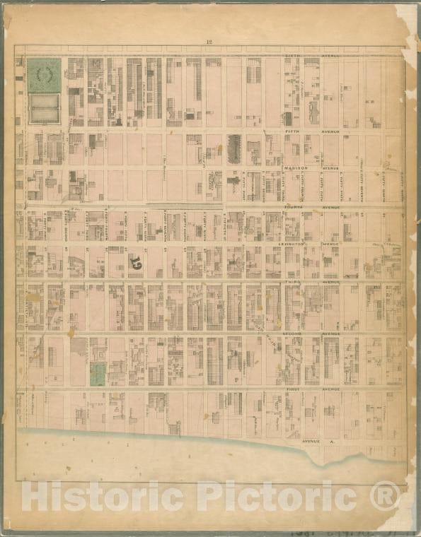 Historic 1867 Map - Sheet 12: [Bounded By Sixth Avenue, E. Fifty Ninth Street, Avenue A, E. Fifty-Fourth Street, First Avenue And E. Fortieth Street.] - Vintage Wall Art