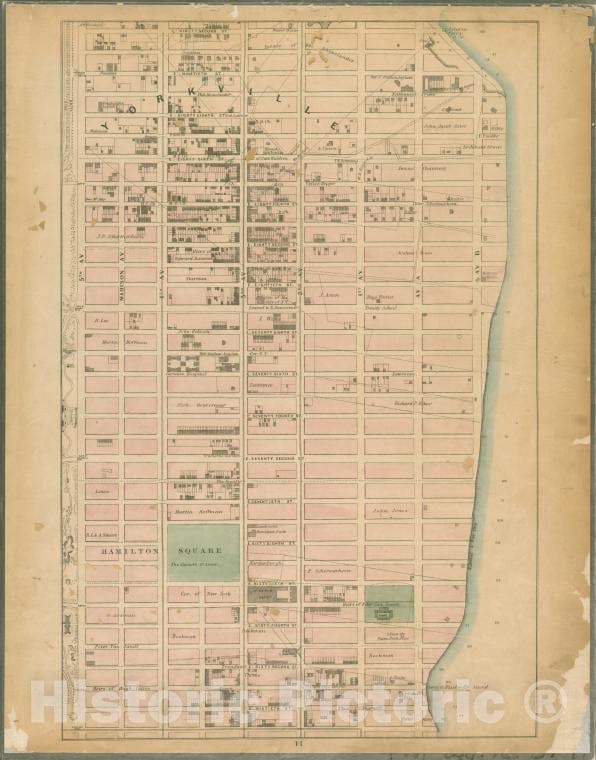 Historic Map - 1867 Sheet 14: [E. Ninety Second Street, Ave A, E. Nintieth Street, Ave B, E. Seventy Second Street, Ave A, [E. Fifty Ninth Street] And 5Th Ave.] - Vintage Wall Art