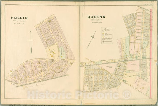 Historic Map - 1891 Queens County, New York (N.Y.), Plate 20: Hollis, Town Of Jamaica. - Queens, Town Of Jamaica. - Vintage Wall Art