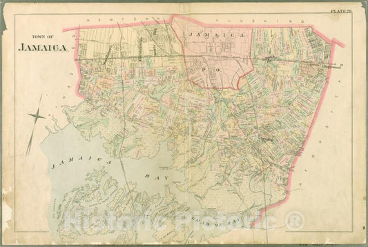 Historic 1891 Map - Plate 28: Town Of Jamaica. - Queens County (N.Y.)- Atlas Of Queens Co, Long Island, New York [1891] - Vintage Wall Art