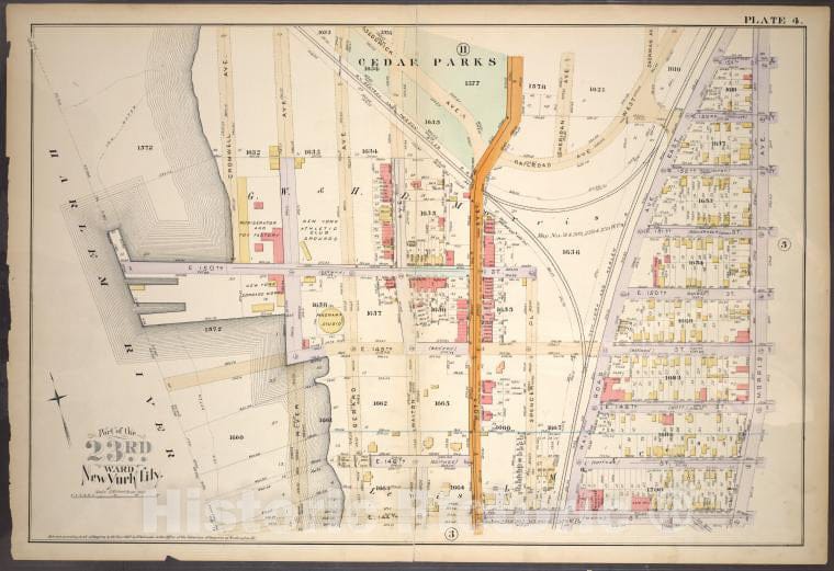 Historic 1887 Map - Plate 4: [Bounded By Cromwell Ave, E. 150Th St, River Ave, E. - Vintage Wall Art
