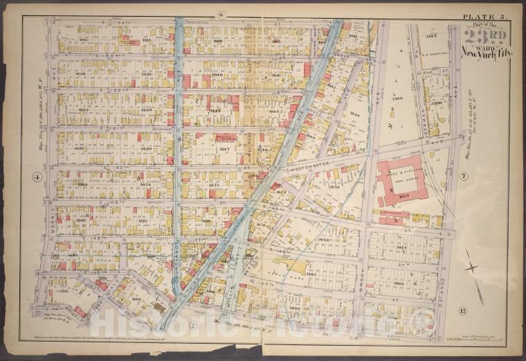 Historic 1887 Map - Plate 5: [Bounded By E. 154Th St, Brook Ave, Westchester Ave, Vintage Wall Art