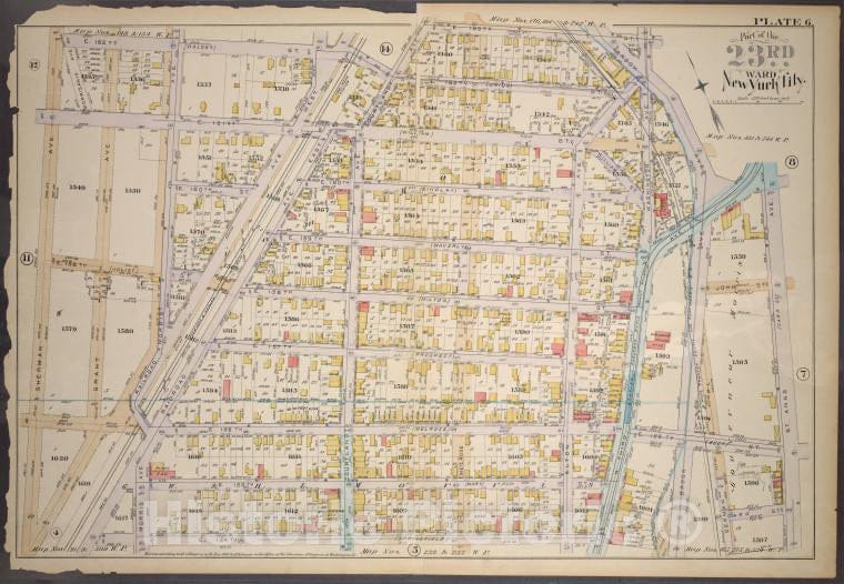Historic 1887 Map - Plate 6: [Bounded By E. 162Nd St, Courtland Ave, E. 163Rd St, Vintage Wall Art