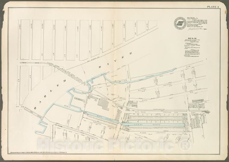 Historic 1888 Map - Plate 3: Map No. 549 [Bounded By 4Th Avenue (130Th To 141St Sts. - Vintage Wall Art