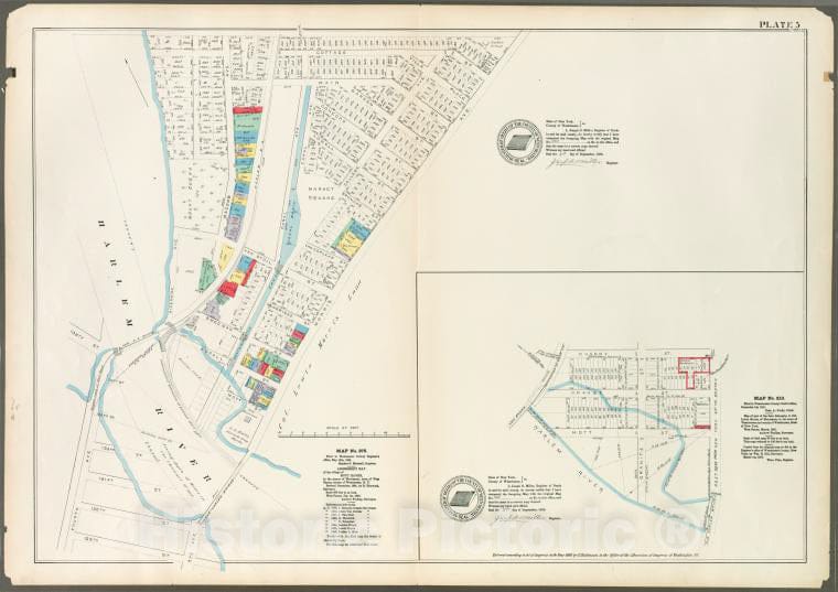 Historic 1888 Map - Plate 5: Map No. 375 [Bounded By Fourth Avenue, Riverside Avenue - Vintage Wall Art