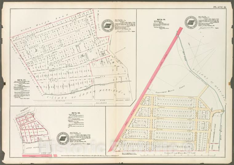 Historic 1888 Map - Plate 20: Map No. 517 [Bounded By Clinton Ave, Gary St, Lexing - Vintage Wall Art